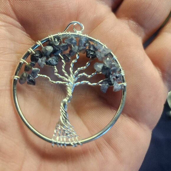 Amethyst Tree of Life silver wire 1.5 in Dia pendant - Picture 1 of 2